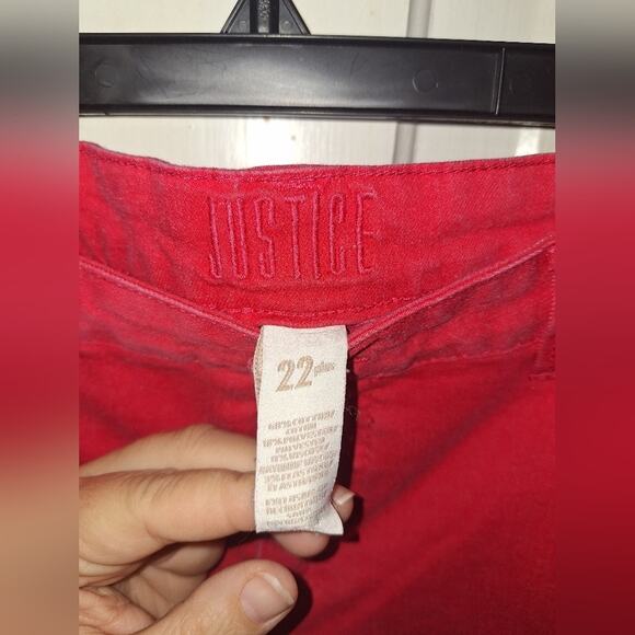 Justice Pink Junior Size 22 Plus Denim Cutoff Jean Shorts Summer Lake Beach - Picture 2 of 3